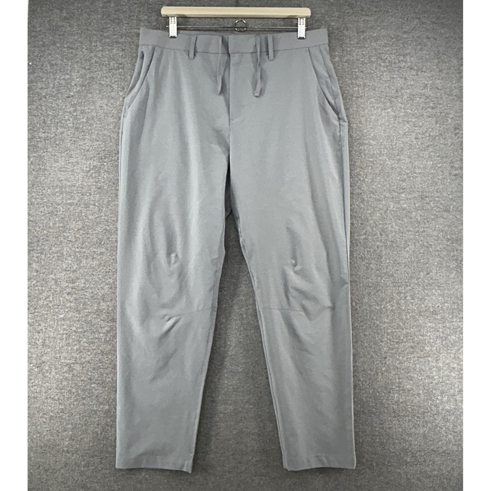 Fabletics Golf Pants Men Sz Large 29 Inseam Gray Performance Pockets Snap Button
